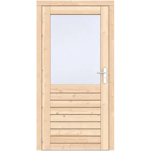 Betrouwbaar Vuren enkele deur Prestige LD onbehandeld 108 x 209 cm RVS beslag 1073277