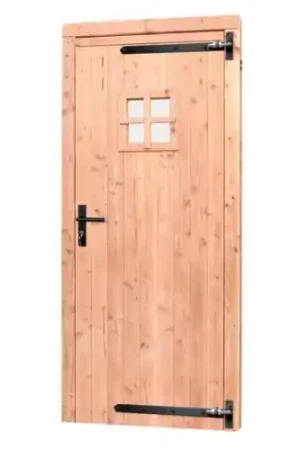 Beperkte Voorraad Douglas enkele 1-ruits deur inclusief kozijn rechtsdraaiend 90 x 201 cm kleurloos geïmpregneerd 1024088