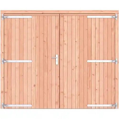 Merkproduct Douglas dubbele dichte deur LD verzinkte hengen RVS beslag 250 x 209 cm kleurloos geïmpregneerd 1073307