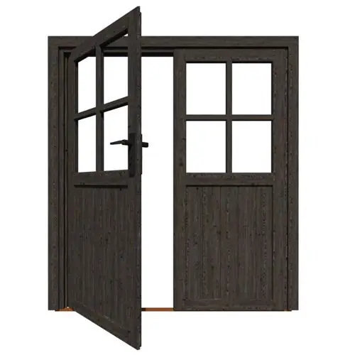 Speciale Aanbieding Vuren zwart dubbele deur met roedes RD 164,5 x 199,5 cm 147004