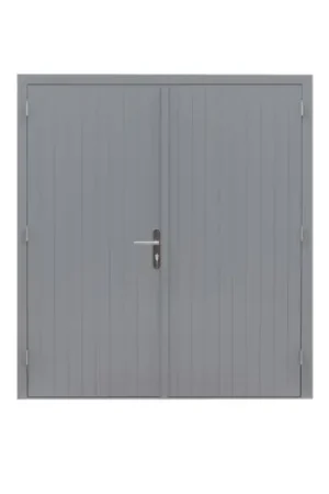 Actieprijs Hardhouten dubbele dichte deur Prestige 202 x 221 cm grijs gegrond 1017096