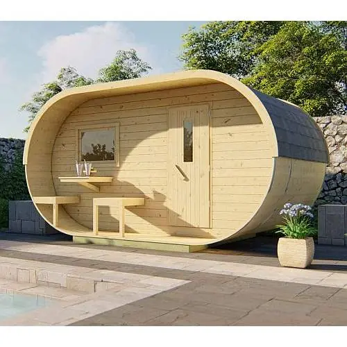 Sauna Oval 405 x 240 cm Betrouwbaar