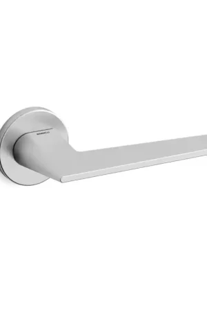 1941 Aries deurkruk op rozet, satinchrome Exclusieve Aanbieding