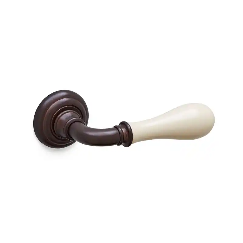 Exclusieve Aanbieding Deurklink op rozet Doge 641 antiek brons/ivoor porselein