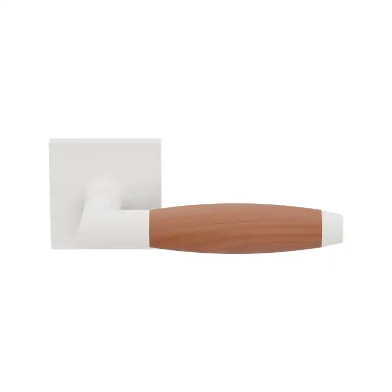 Shop Nu Ika deurkruk wit/ kersen haaks met trapezium eindknop op vierkant rozet