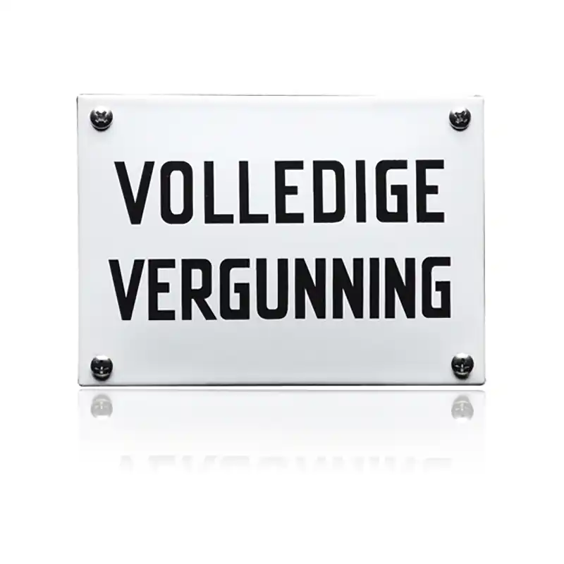 KNH-24 emaille naambordje ‘Volledige vergunning‘ Direct Verzonden