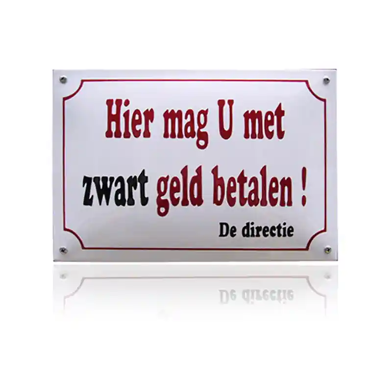 Bestseller NH-37 emaille naambord ‘Zwart geld‘