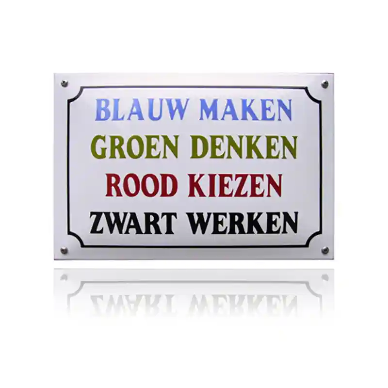 NH-46 emaille naambord ‘Blauw maken‘ Aanbieding