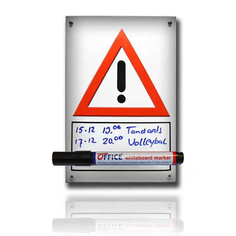 Direct Beschikbaar NH-87 emaille naambord ‘Whitebord met gevarendriehoek‘