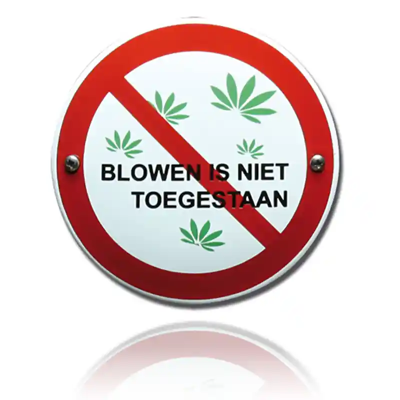 VG-17 TopEmaille wit verbodsbord ‘Blowen is niet toegestaan‘ Ø 100 mm Tijdelijk Beschikbaar