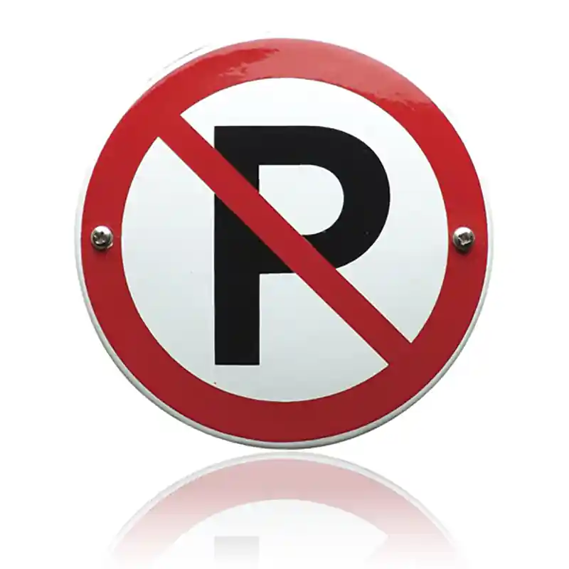 Emaille verbodsbord ‘Verboden te parkeren‘ rond Aanbieding