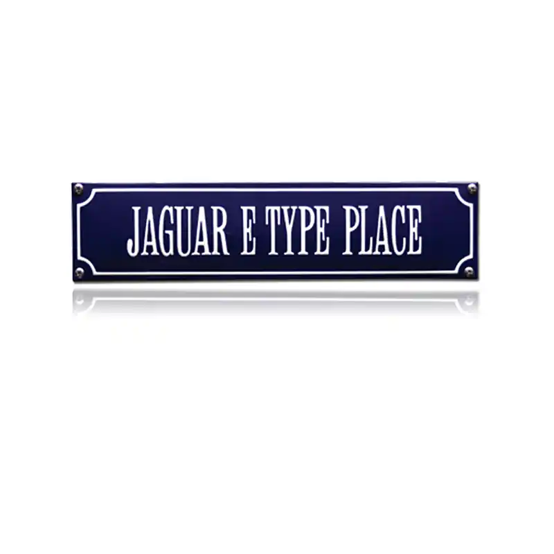 Fabrieksprijs SS-42 emaille straatnaambord ‘Jaguar E-Type Place‘