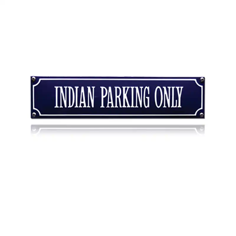 SS-41 emaille straatnaambord ‘Indian parking only‘ Bestseller
