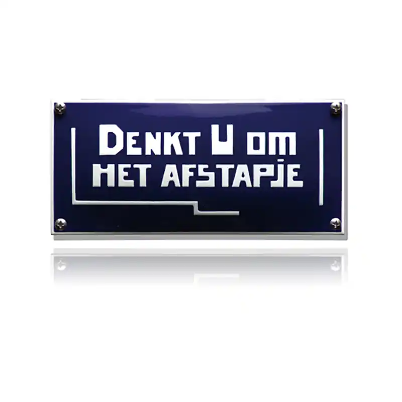 NH-55 emaille naambord ‘Denkt u om het afstapje‘ Lage Prijs