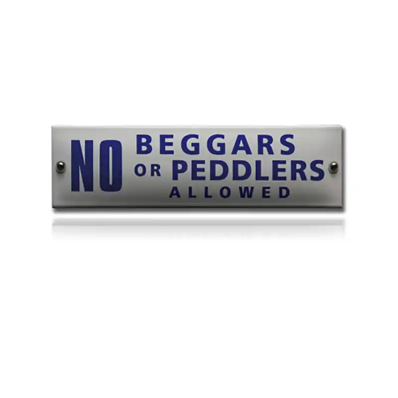 NH-95 emaille naambord ‘No beggars or peddlers allowed‘ Voordeelprijs