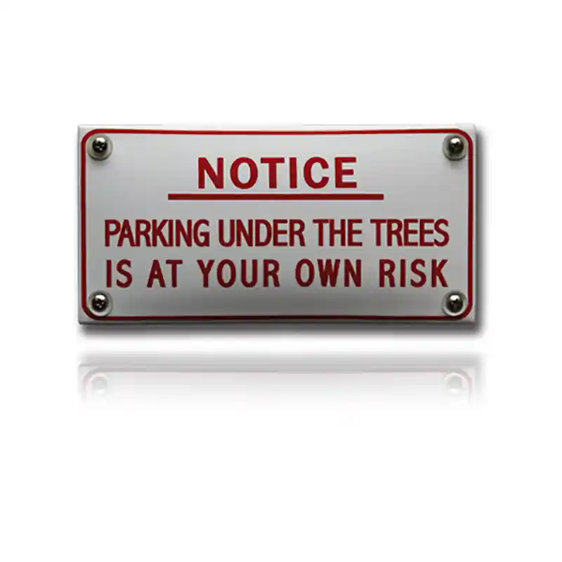 Express Levering NH-102 emaille veiligheidsbord ‘Parking under the trees‘