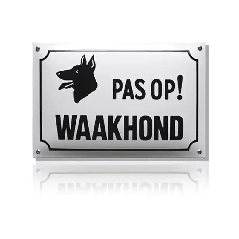 Seizoensaanbieding NH-81 emaille veiligheidsbord ‘Pas op waakhond‘