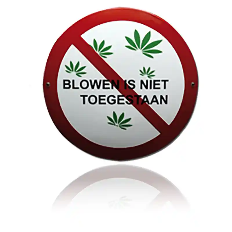 NH-106 TopEmaille wit verbodsbord ‘Blowen is niet toegestaan‘ Ø 300mm Laatste Kans