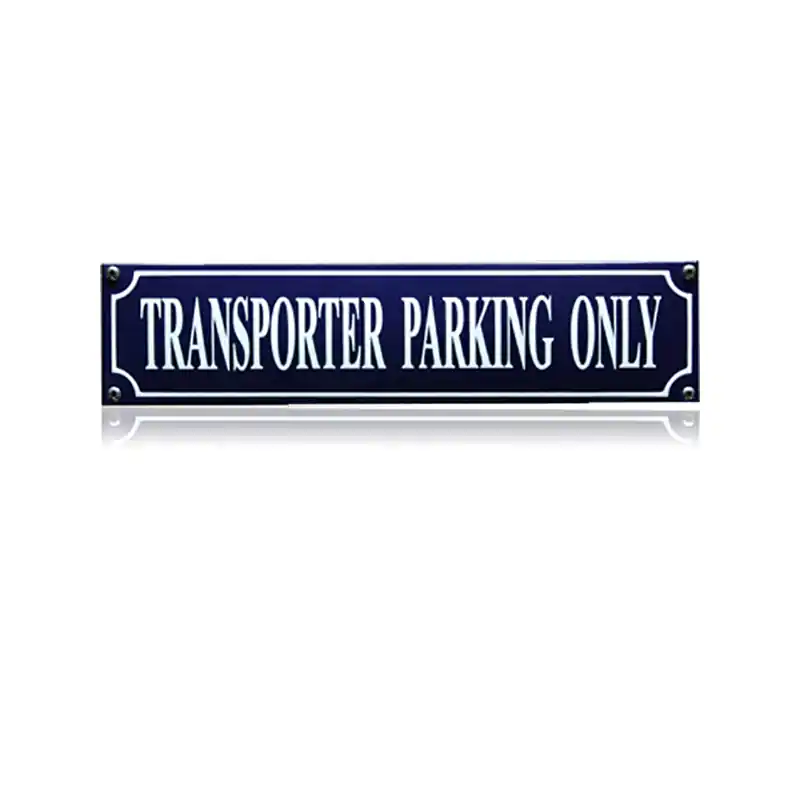 Beperkte Voorraad SS-87 emaille straatnaambord ‘Transporter parking only‘