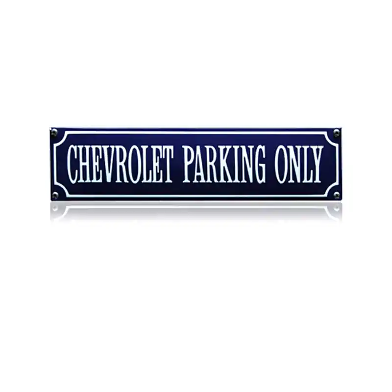 SS-15 emaille straatnaambord ‘Chevrolet parking only‘ Seizoensaanbieding