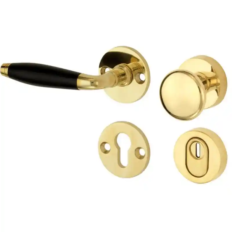 Mi Satori knop/kruk op rozet - SKG Bonton ebben messing ongelakt Speciale Aanbieding