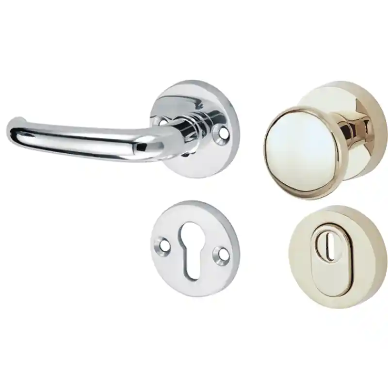 Mi Satori knop/kruk op rozet - SKG Halfsabel glans nikkel / glans chroom Weekendaanbieding