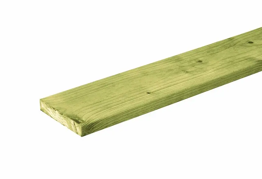 Vuren Plank 1.8 x 9.5 cm (18 x 95 mm) Groen geïmpregneerd - Lengte 360 cm Tijdelijk Beschikbaar