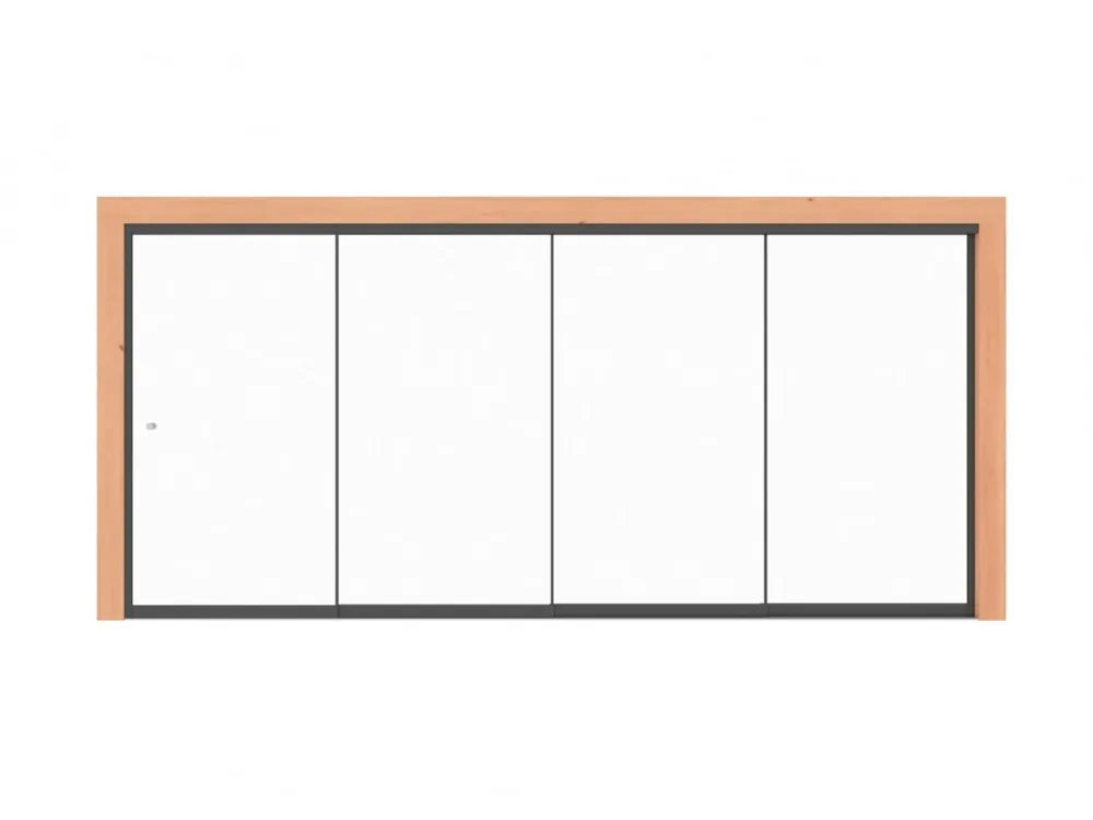 Glazen Schuifwand 400 x 200 cm 10 mm 4-delig Snelle Levering