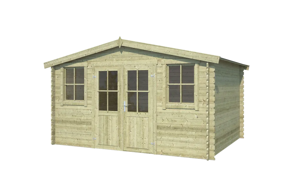 Beperkt Aanbod Outdoor Life Blokhut Dallas Olijfgroen Geïmpregneerd 376 x 292