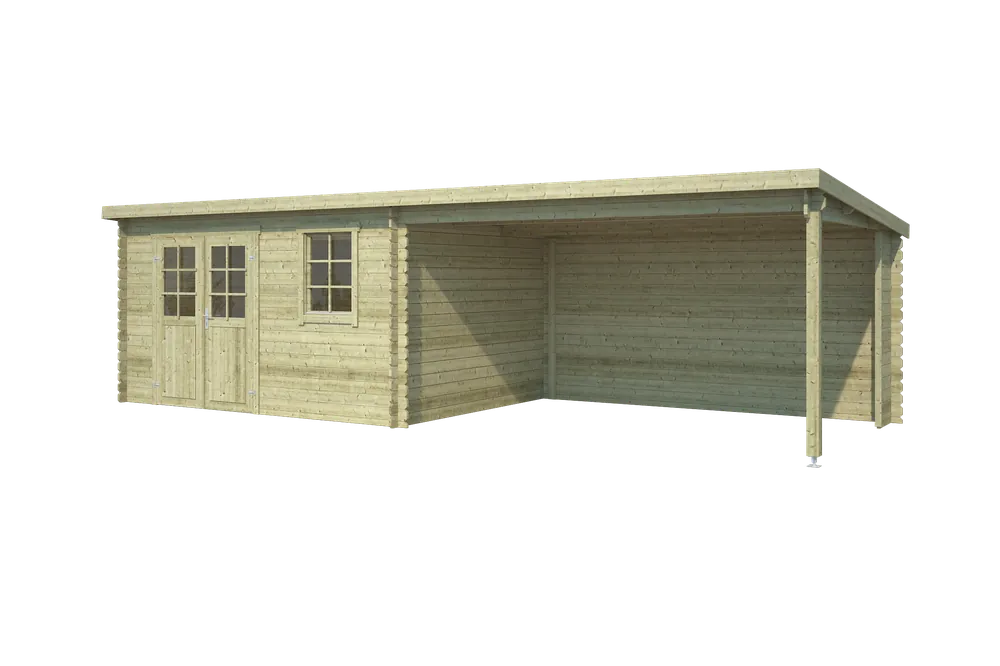 Seizoensaanbieding Outdoor Life Blokhut Aida Groen Geïmpregneerd 760 x 275 cm
