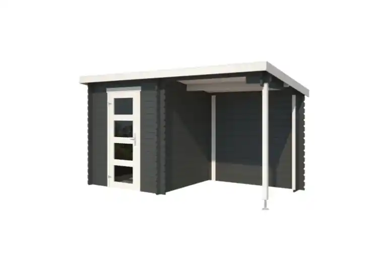 Hoge Kwaliteit Outdoor Life Blokhut Jelle Carbon Grey-Wit 370 x 175 cm