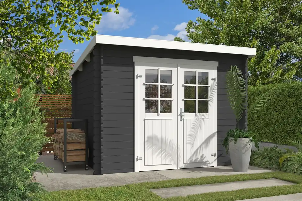 Favoriet Outdoor Life Blokhut Nadia Carbon Grey-Wit 275 x 230 cm