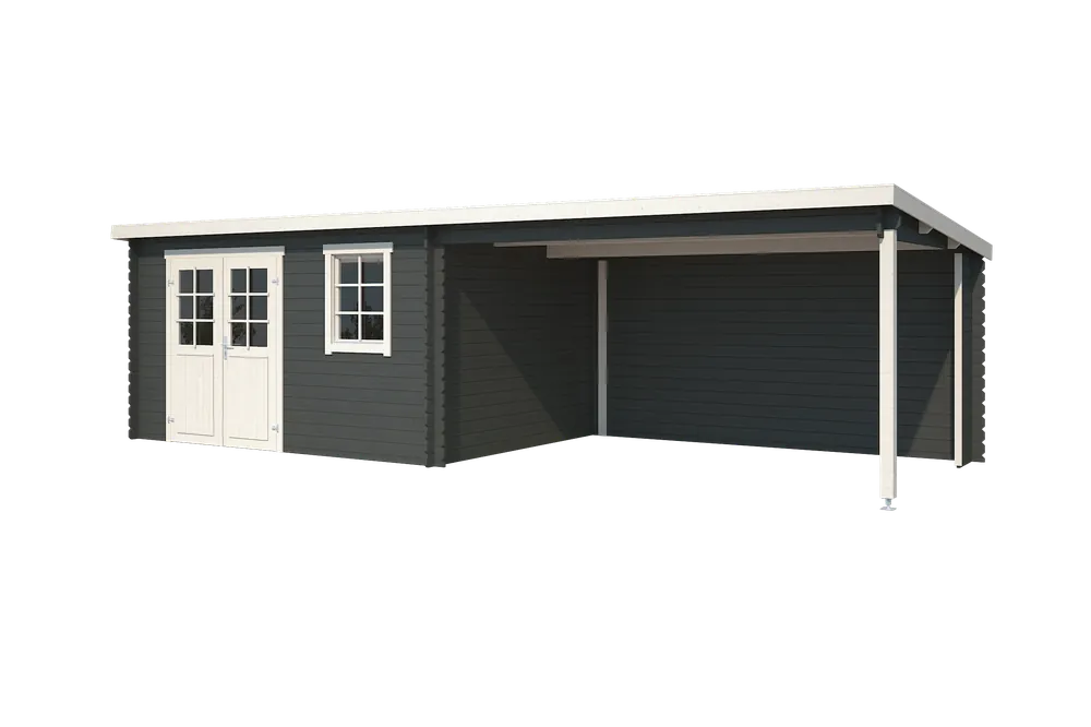 Finale Uitverkoop Outdoor Life Blokhut Aida Carbon Grey-wit 760 x 275 cm