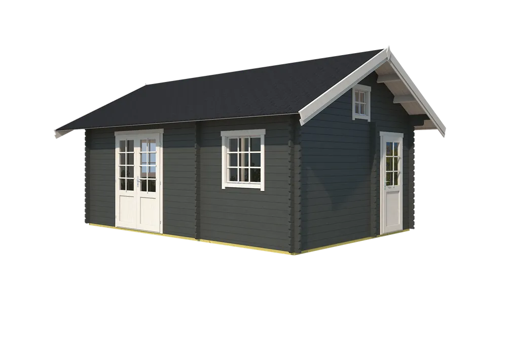 Meest Verkocht Outdoor Life Blokhut Caroline Carbon Grey-Wit 575 x 390 cm
