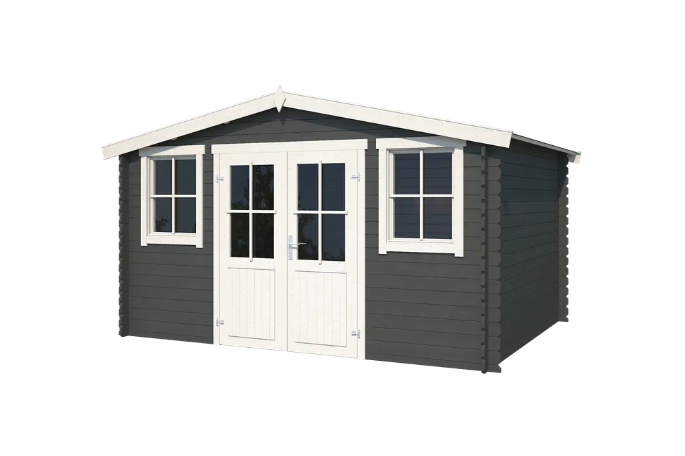 Voordeelprijs Outdoor Life Blokhut Dallas Carbon Grey-Wit 376 x 292 cm