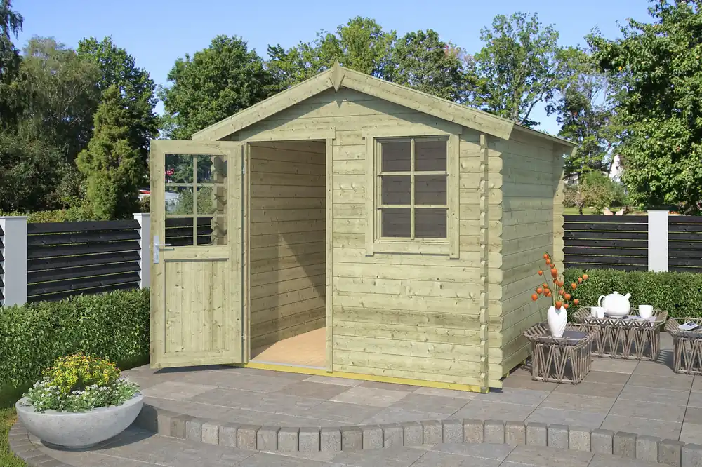 Rechtstreeks Van De Fabrikant Outdoor Life Blokhut Wels Groen Geïmpregneerd 230 x 230 cm