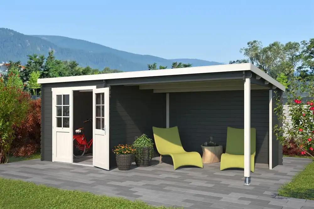 Outdoor Life Blokhut Sunniva Carbon Grey 570 x 275 cm Hoge Kwaliteit