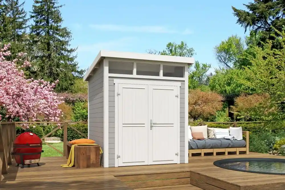 Outdoor Life Blokhut Kibo 1 Platinum Grey-Wit 200 x 200 cm Meest Verkocht