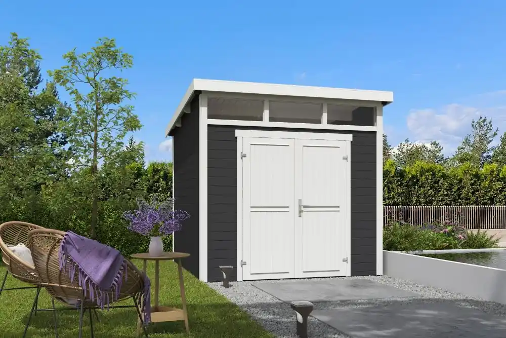 Outdoor Life Blokhut Kibo 3 Carbon Grey-Wit 250 x 250 cm Rechtstreeks Van De Fabrikant