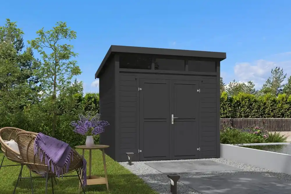 Snelle Levering Outdoor Life Blokhut Kibo 3 Carbon Grey 250 x 250 cm