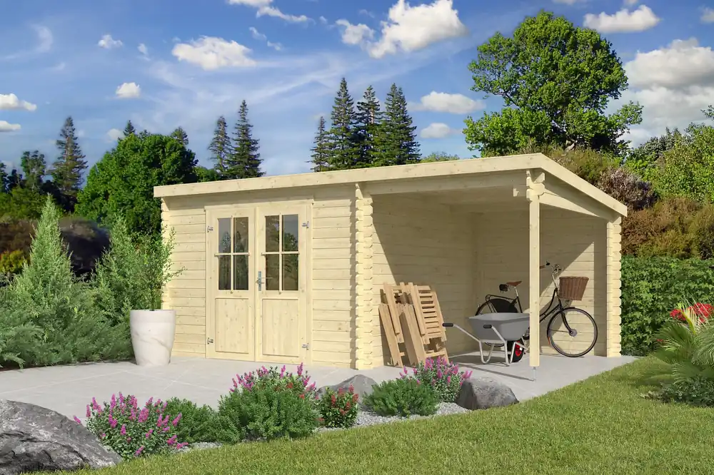 Outdoor Life Blokhut Tampa met Overkapping 550 x 250 cm Beperkt Aanbod