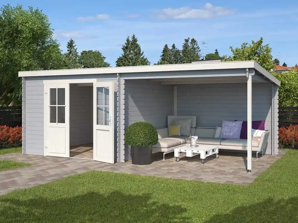 Outdoor Life Blokhut Orlando Platinum Grey-Wit 581 x 292 cm Express Levering