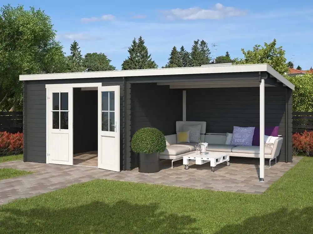 Outdoor Life Blokhut Orlando Carbon Grey-Wit 581 x 292 cm Populair