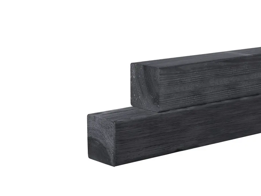 Uitverkoop Vuren Paal 14 x 14 cm (140 x 140 mm) Geschaafd Zwart Gedompeld - Lengte 400 cm