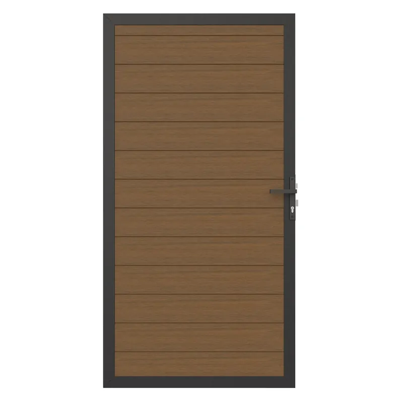 Composiet Deur in Aluminium Frame Horizontaal Teak 100 x 195 cm Betaalbaar