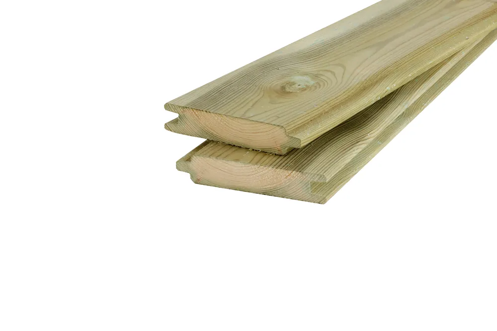 Grenen Blokhutprofielplank 2.8 x 14.5 cm (28 x 145 mm) Geïmpregneerd - Lengte 300 cm Actieprijs