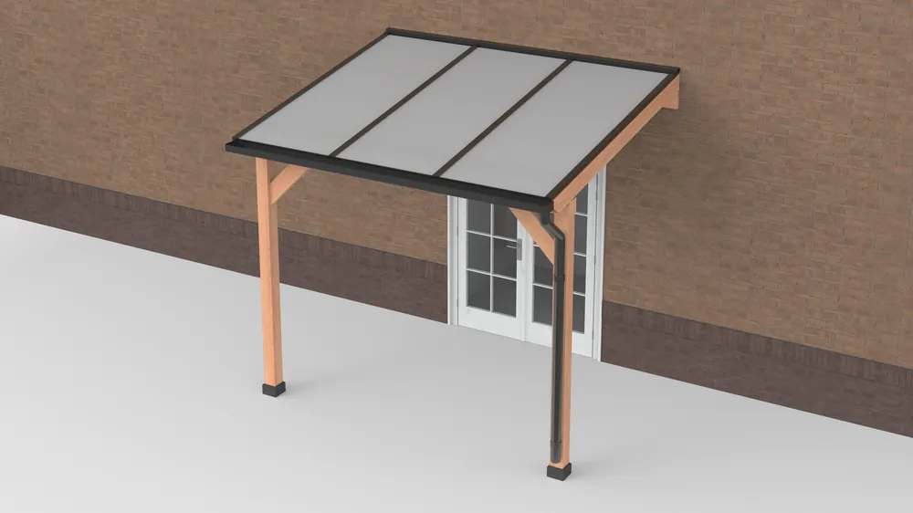 Nieuw Douglas Terrasoverkapping Zwart Polycarbonaat Opaal Geschaafd 300 x 250 cm