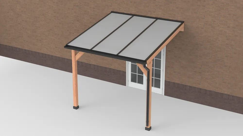 Laatste Kans Douglas Terrasoverkapping Zwart Polycarbonaat Opaal Geschaafd 300 x 300 cm