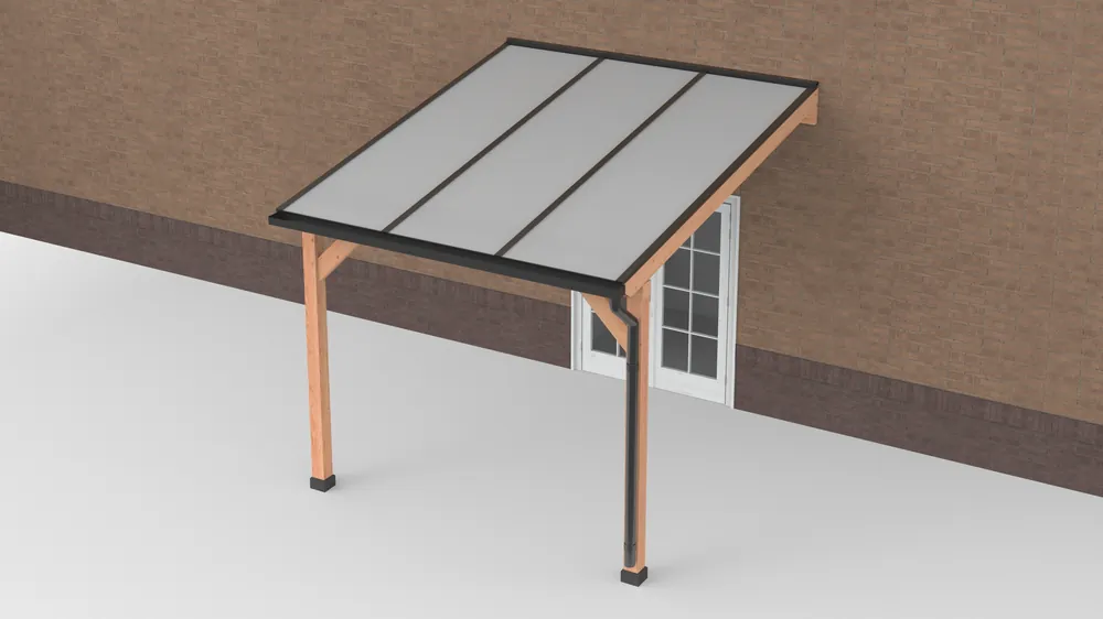 Express Levering Douglas Terrasoverkapping Zwart Polycarbonaat Opaal Geschaafd 300 x 350 cm