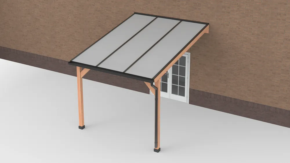 Douglas Terrasoverkapping Geschaafd Zwart - Polycarbonaat Opaal 300 x 400 cm Lage Prijs